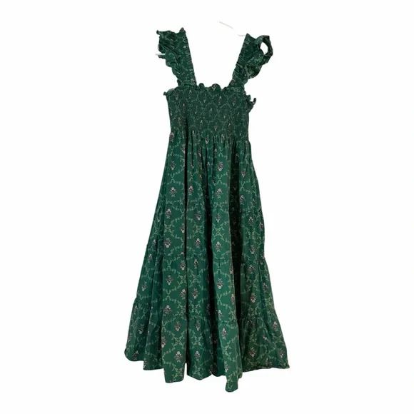 Hill House Ellie Nap Dress Cottagecore Emerald Trellis Floral Size Small - Picture 5 of 7